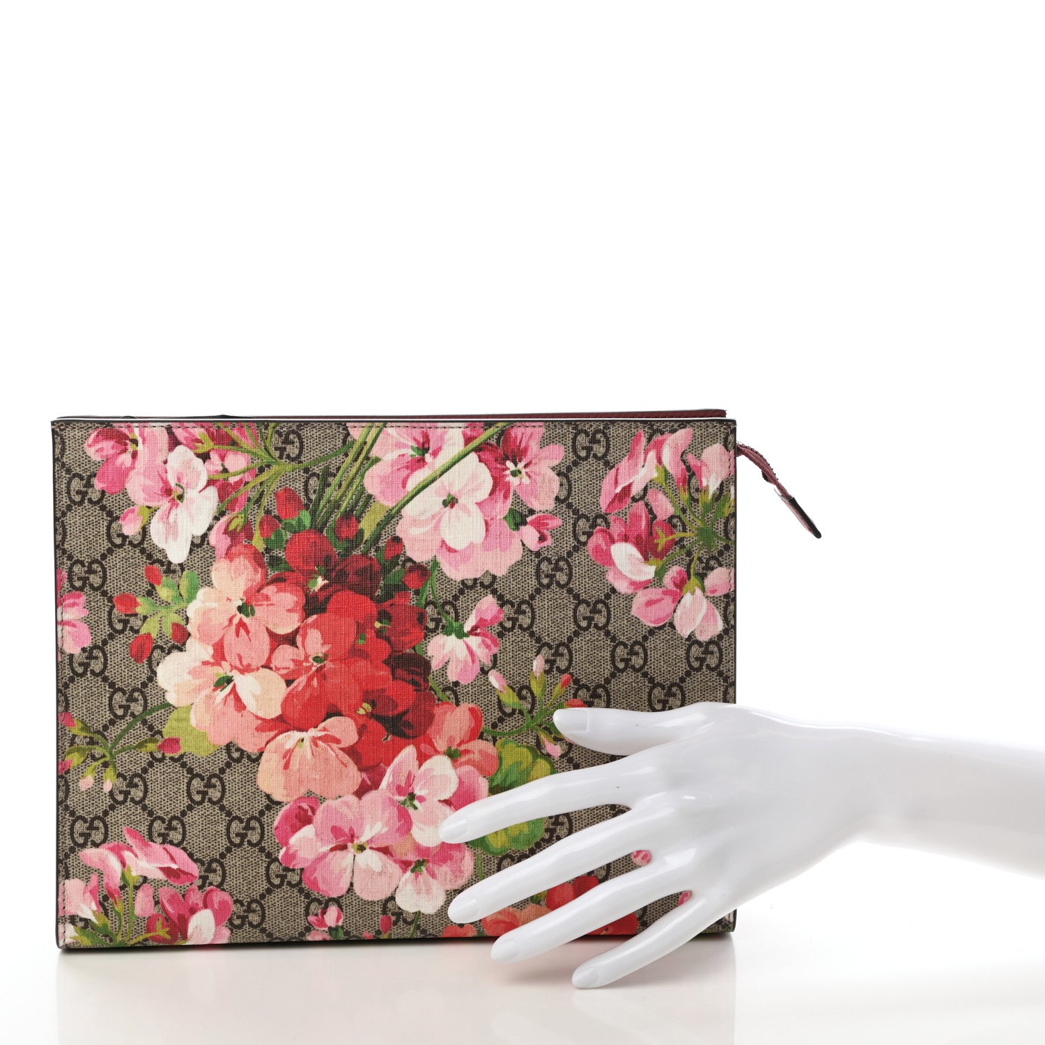 Gucci GG Supreme Monogram Blooms Large Cosmetic Case Beige Multicolor Dry Rose 2 of 7