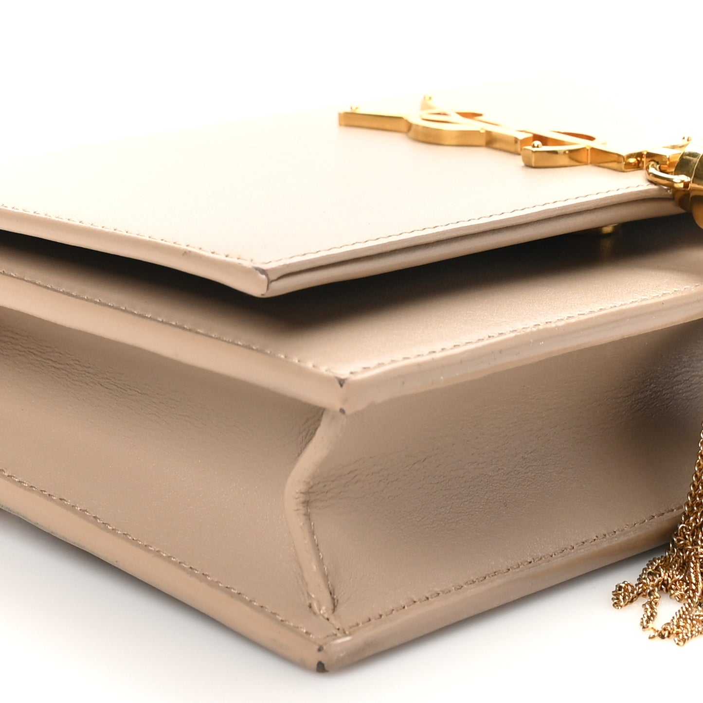 Smooth Calfskin Classic Monogram Kate Tassel Chain Wallet Nude Powder