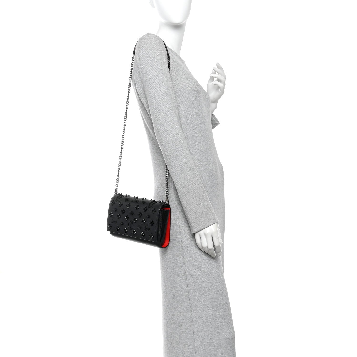 Christian Louboutin Calfskin Spikes Loubinthesky Paloma Clutch Black 2 of 10