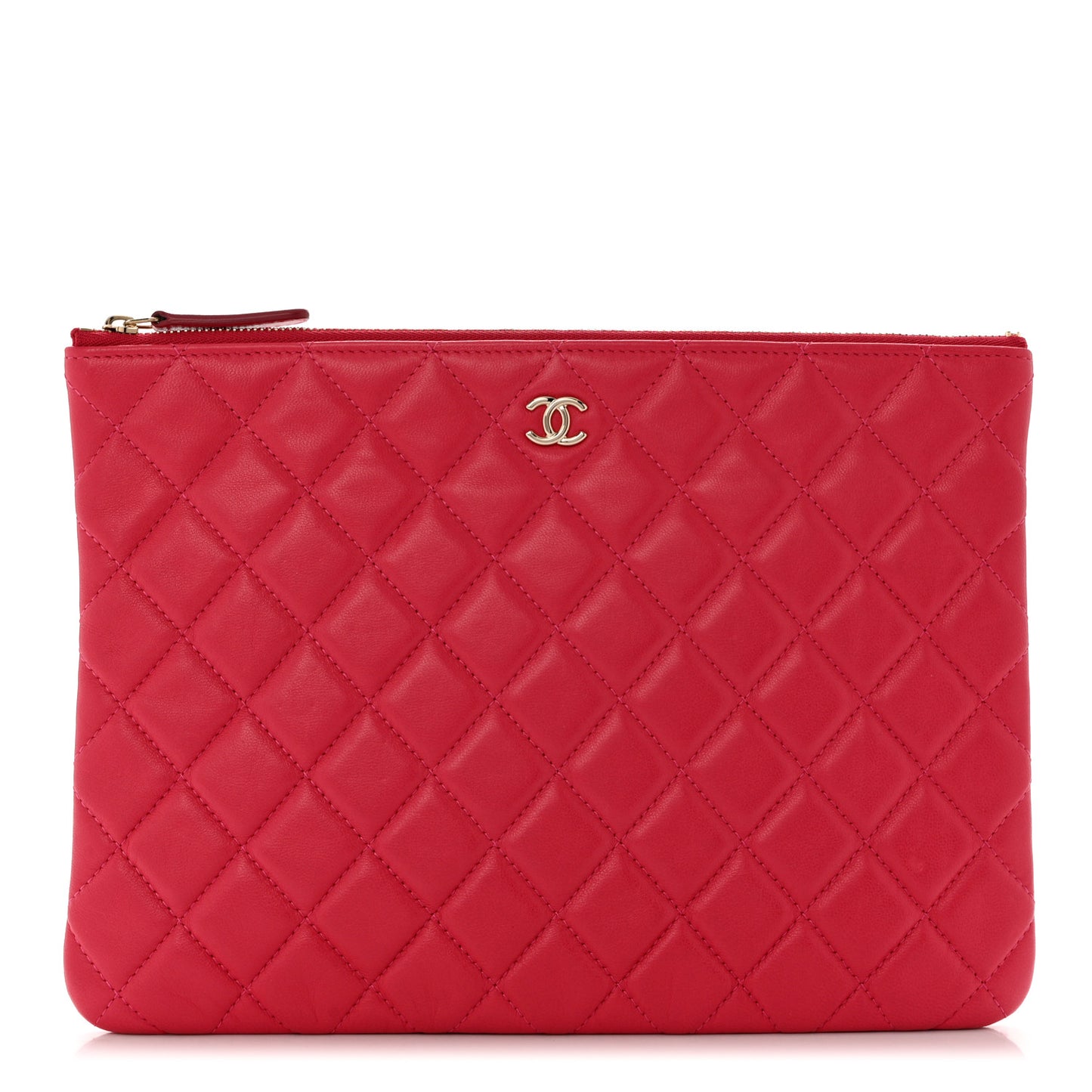 Lambskin Quilted Medium Cosmetic Case Pink