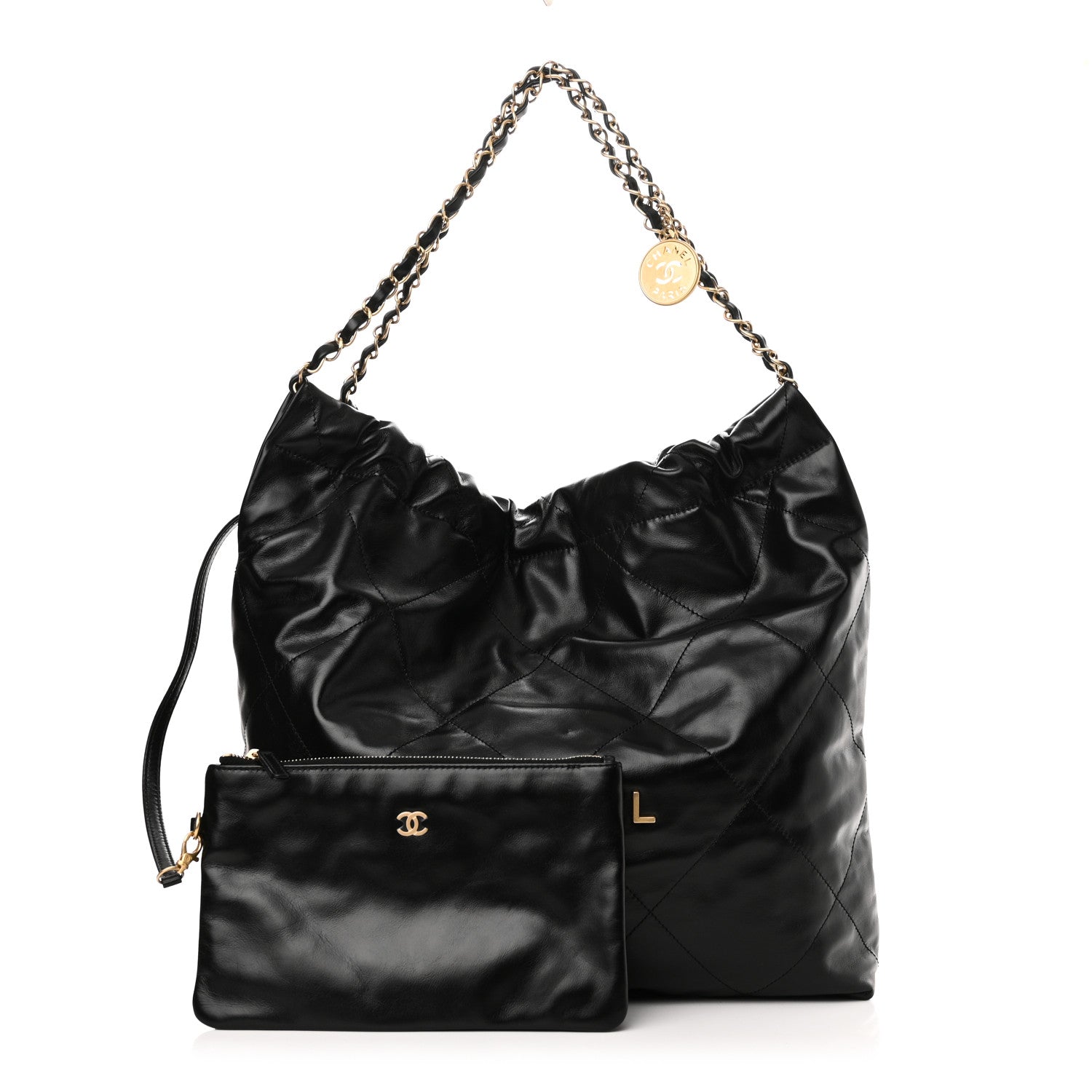 Chanel Shiny Calfskin Quilted Chanel 22 Black 3 of 10