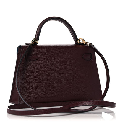 Hermes Epsom Horseshoe Mini Kelly Sellier 20 Bordeaux Vert Bosphore 3 of 13