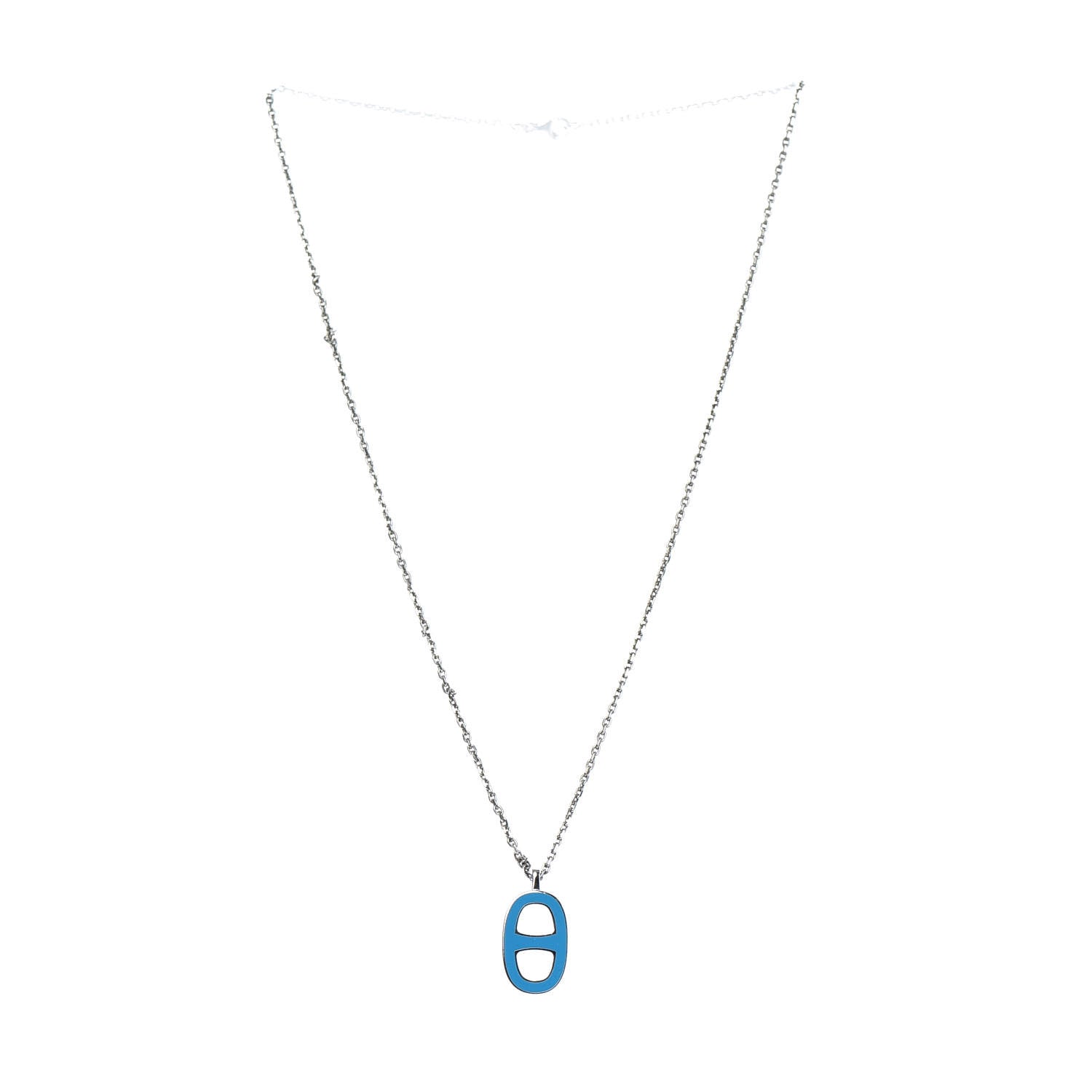 Hermes Laquered Iliade Pendant Necklace Bleu Paradis 3 of 5