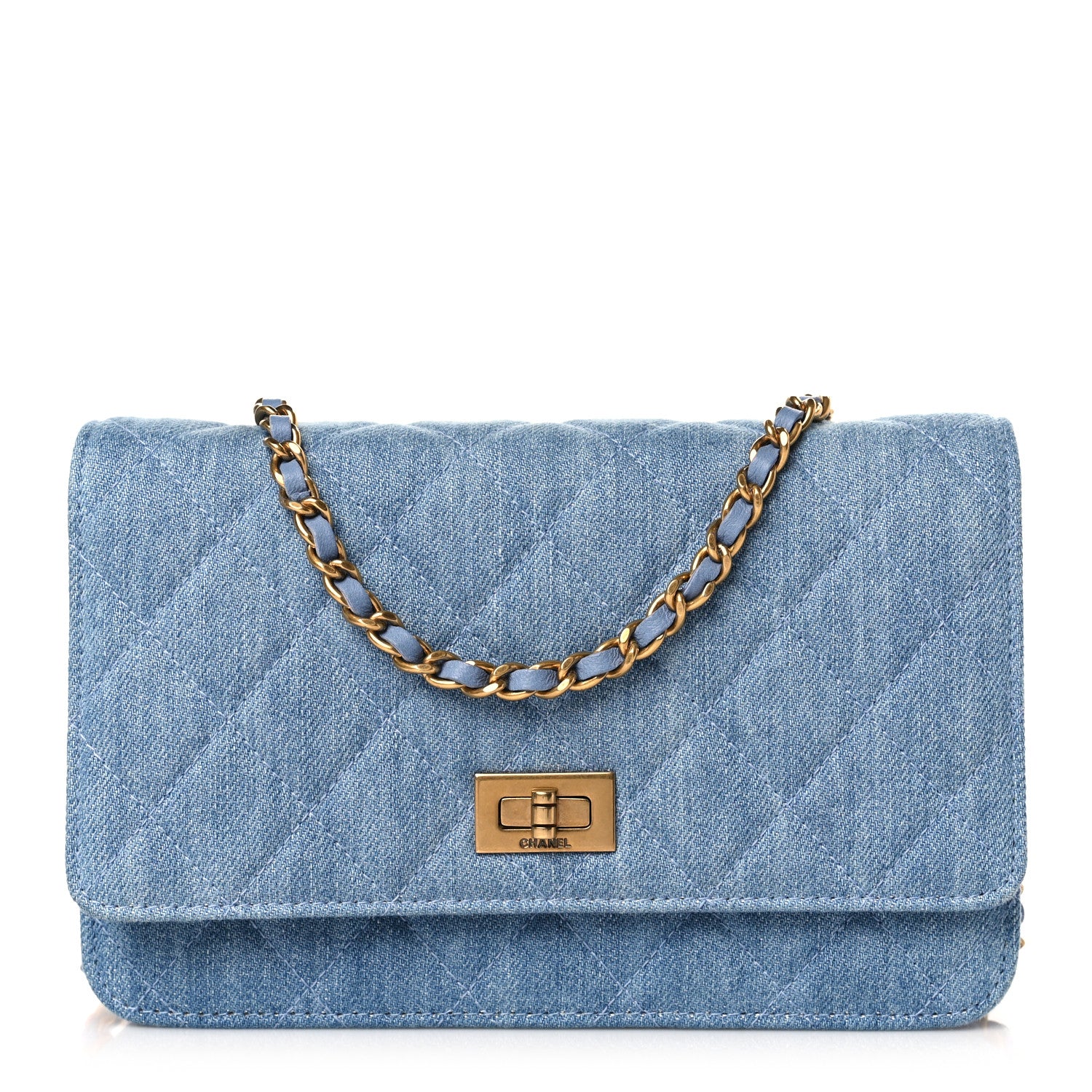 Chanel Denim Quilted Reissue Wallet On Chain WOC Blue 1 of 9