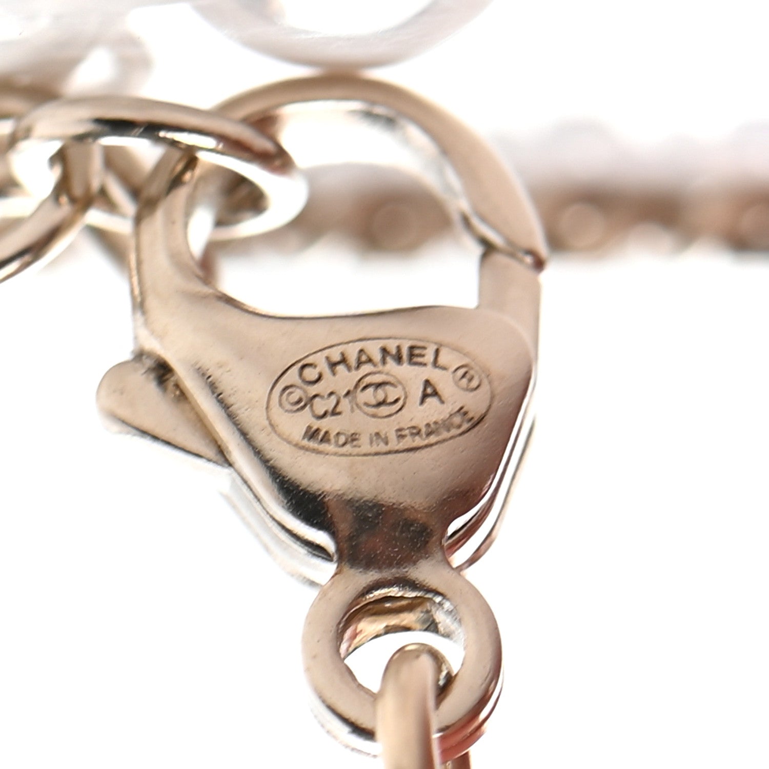 Chanel Pearl Crystal CC Bracelet Light Gold 4 of 4