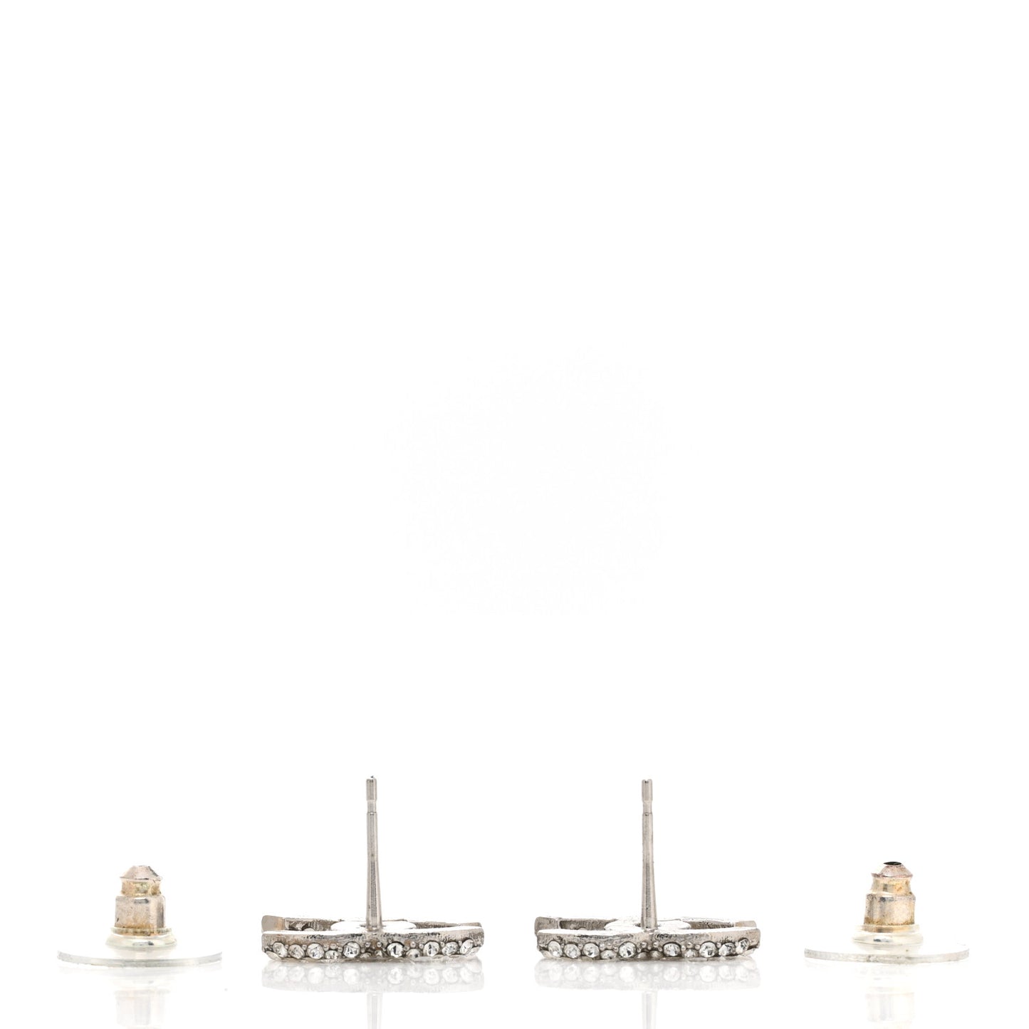 Crystal CC Treasure Chest Earrings Silver