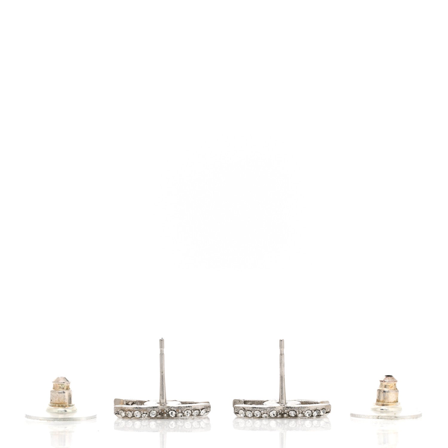 Chanel Crystal CC Treasure Chest Earrings Silver 3 of 4