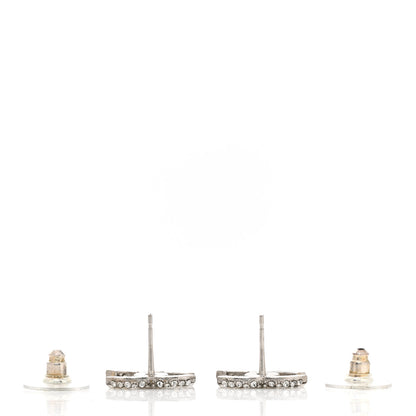 Chanel Crystal CC Treasure Chest Earrings Silver 3 of 4