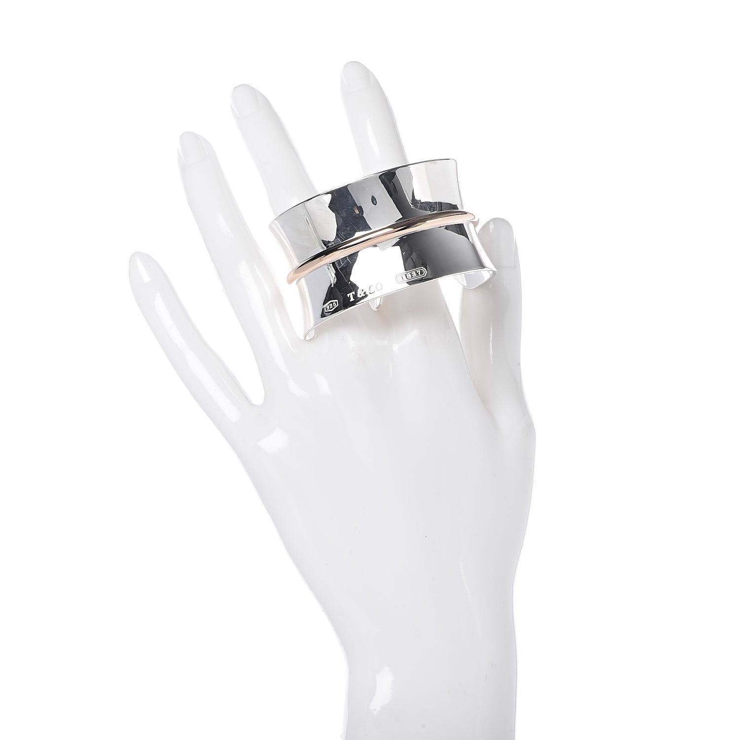Tiffany Sterling Silver Rubedo 1837 Wide Cuff Bracelet 2 of 4