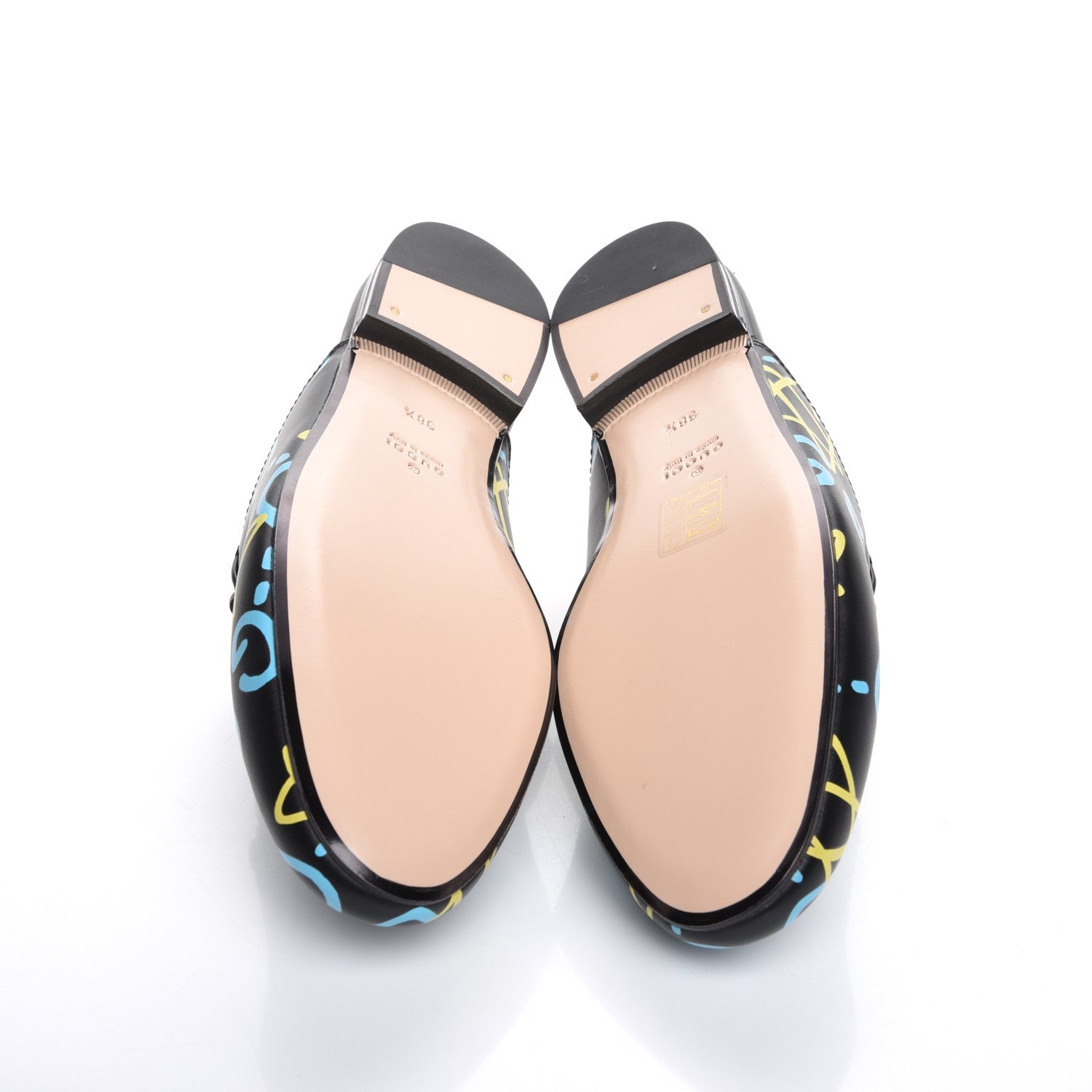 Gucci Calfskin GucciGhost Print Womens Princetown Slippers 38.5 Black New Acquamarine 5 of 9