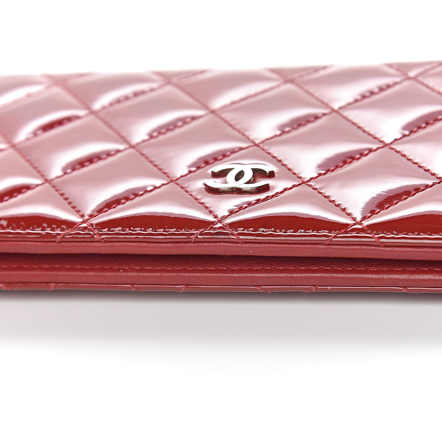 Chanel Patent Calfskin Quilted Yen Wallet Red 15 of 16