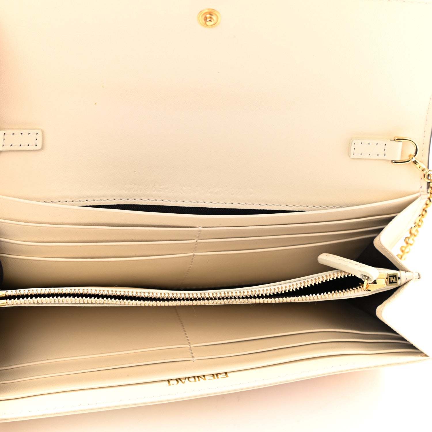 Fendi X VERSACE Glazed Fabric Fendace FF Baroque Continental Wallet On Chain Gold White Rosa 4 of 7