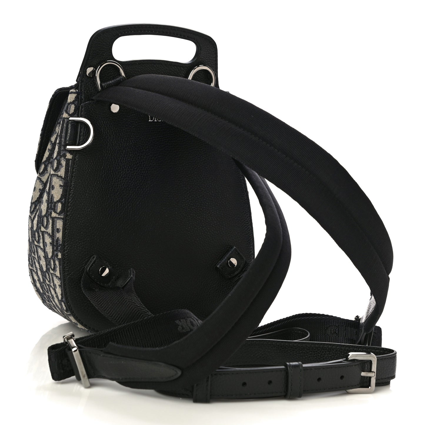 HOMME Oblique Calfskin Mens Mini Saddle Backpack Navy Blue