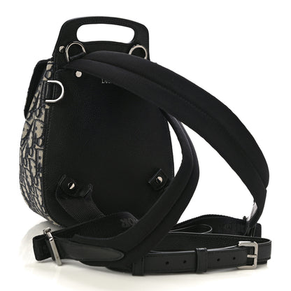 Christian Dior HOMME Oblique Calfskin Mens Mini Saddle Backpack Navy Blue 2 of 8