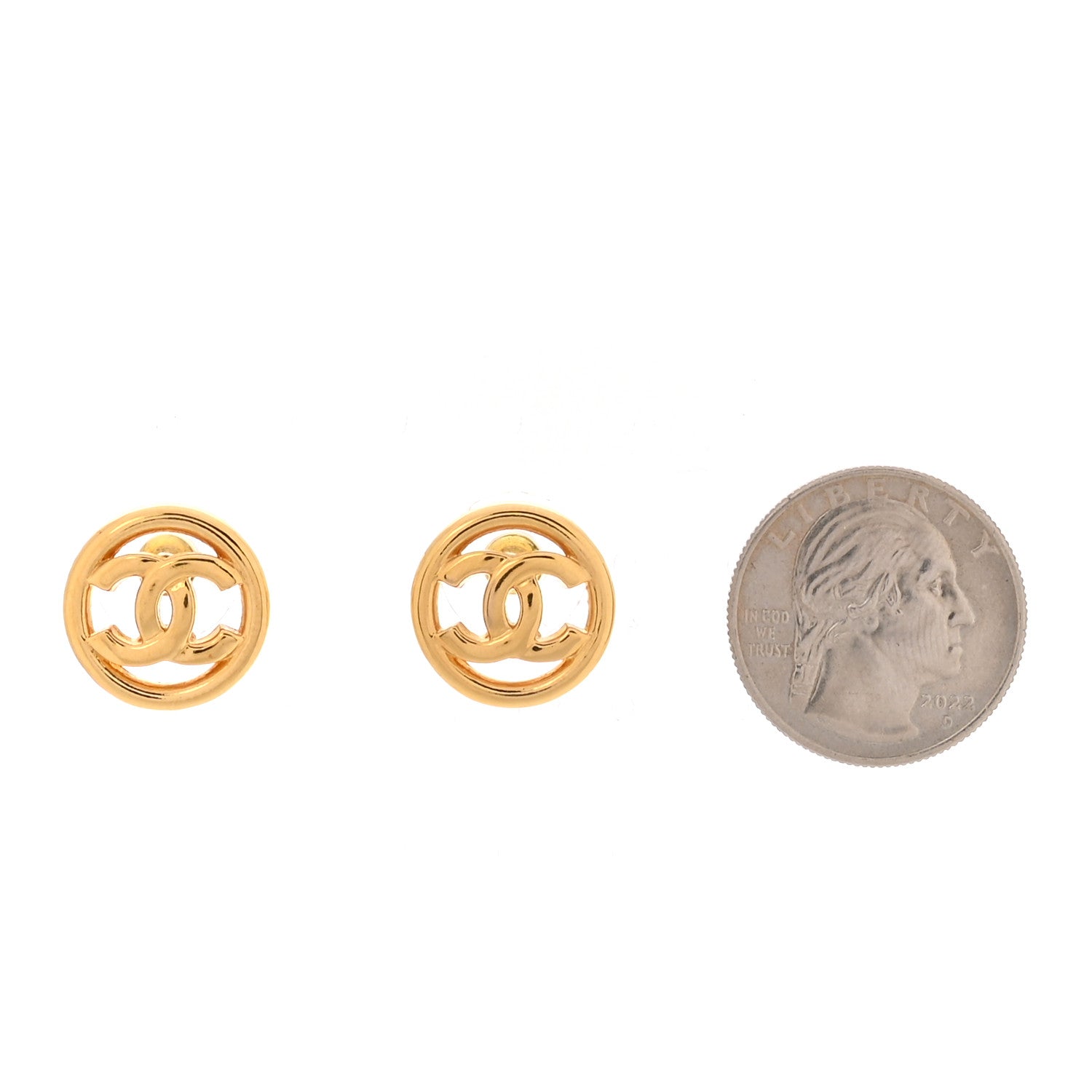 Chanel CC Round Earrings Gold 2 of 5