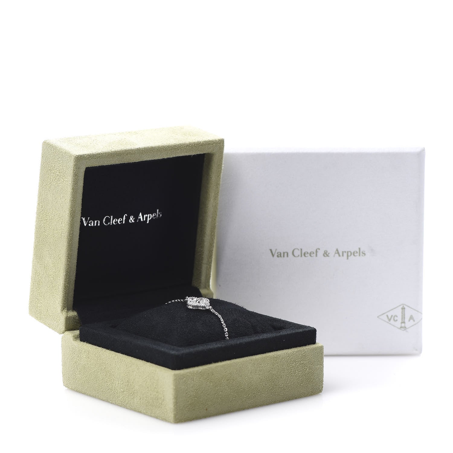 Van Cleef & Arpels 18K White Gold Diamond Sweet Alhambra Bracelet 9 of 9