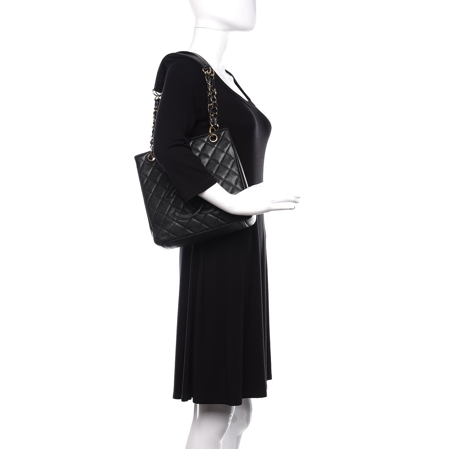 Chanel Caviar Quilted Petit Shopping Tote PST Black 2 of 10