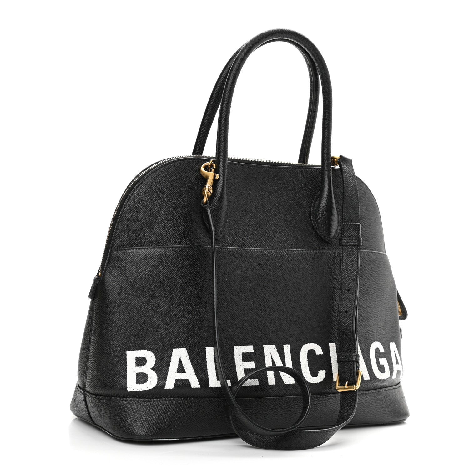 Balenciaga Signature Grained Calfskin Logo M Ville Top Handle Bag Black 2 of 12