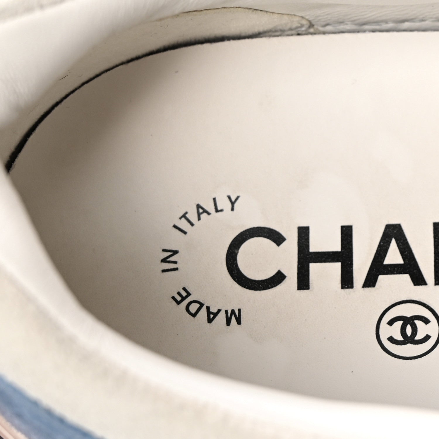 Chanel Suede Kidskin Womens CC Sneakers 39 White Blue 9 of 15