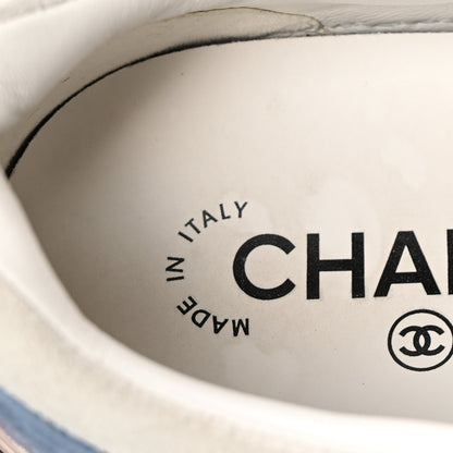 Chanel Suede Kidskin Womens CC Sneakers 39 White Blue 9 of 15