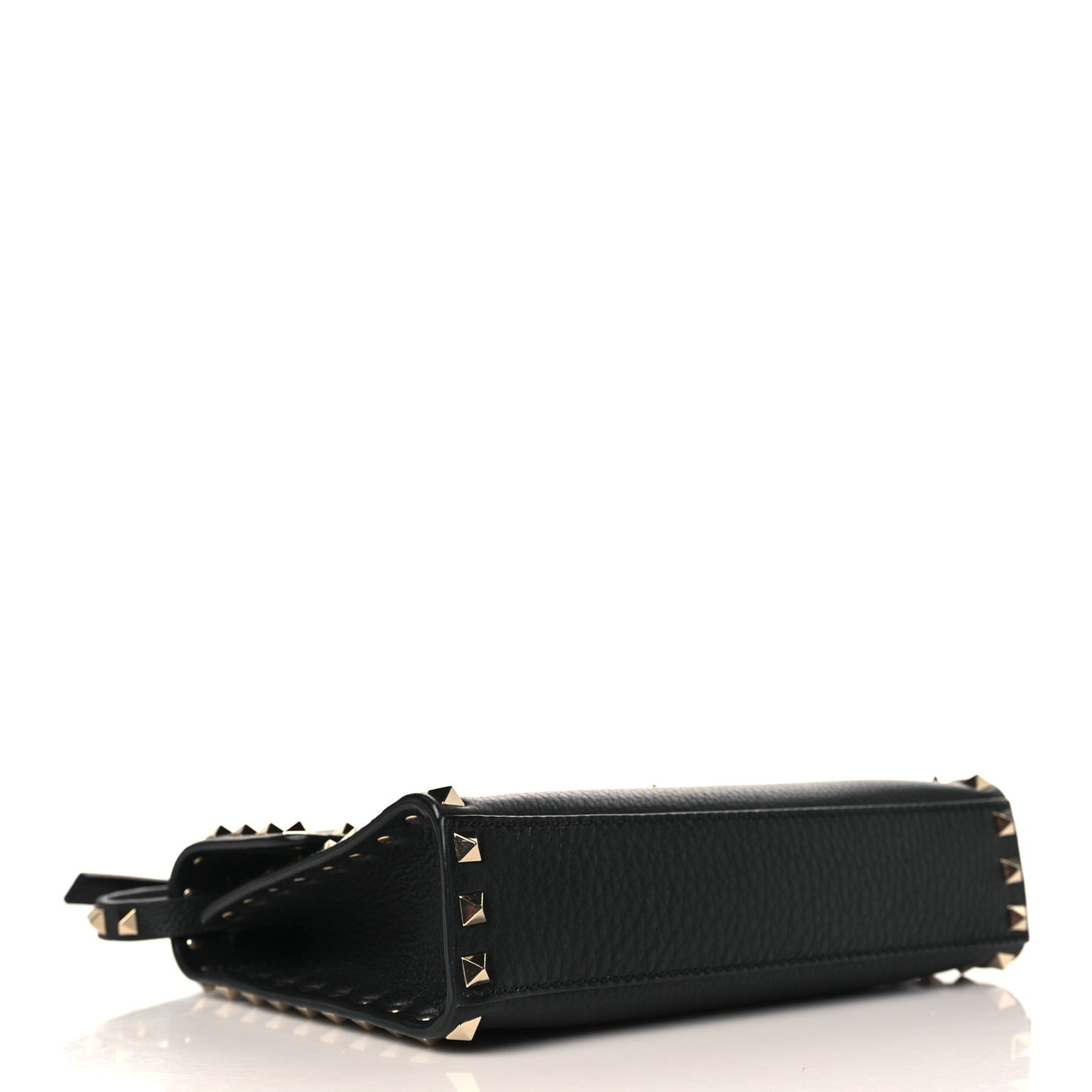 Pebbled Calfskin Medium Rockstud Flip Lock Crossbody Bag Black