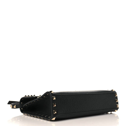 Valentino Garavani Pebbled Calfskin Medium Rockstud Flip Lock Crossbody Bag Black 4 of 8