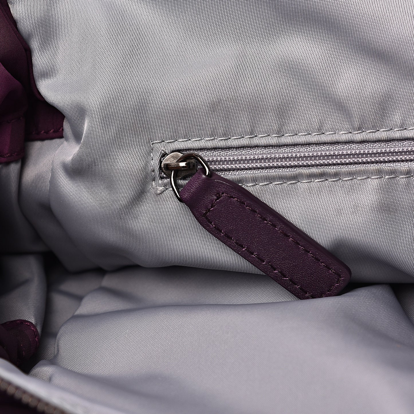 Nylon Check Small Buckleigh Packable Tote Purple