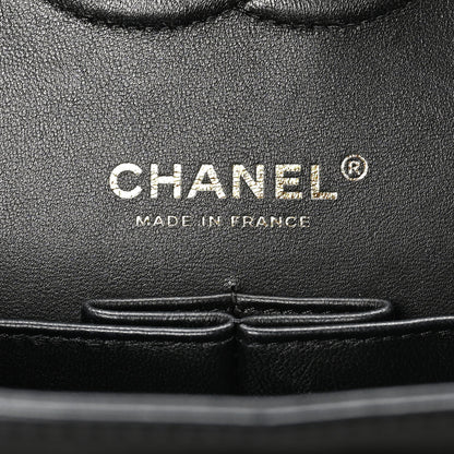 Chanel Lambskin Quilted Medium Double Flap Black White 7 of 11