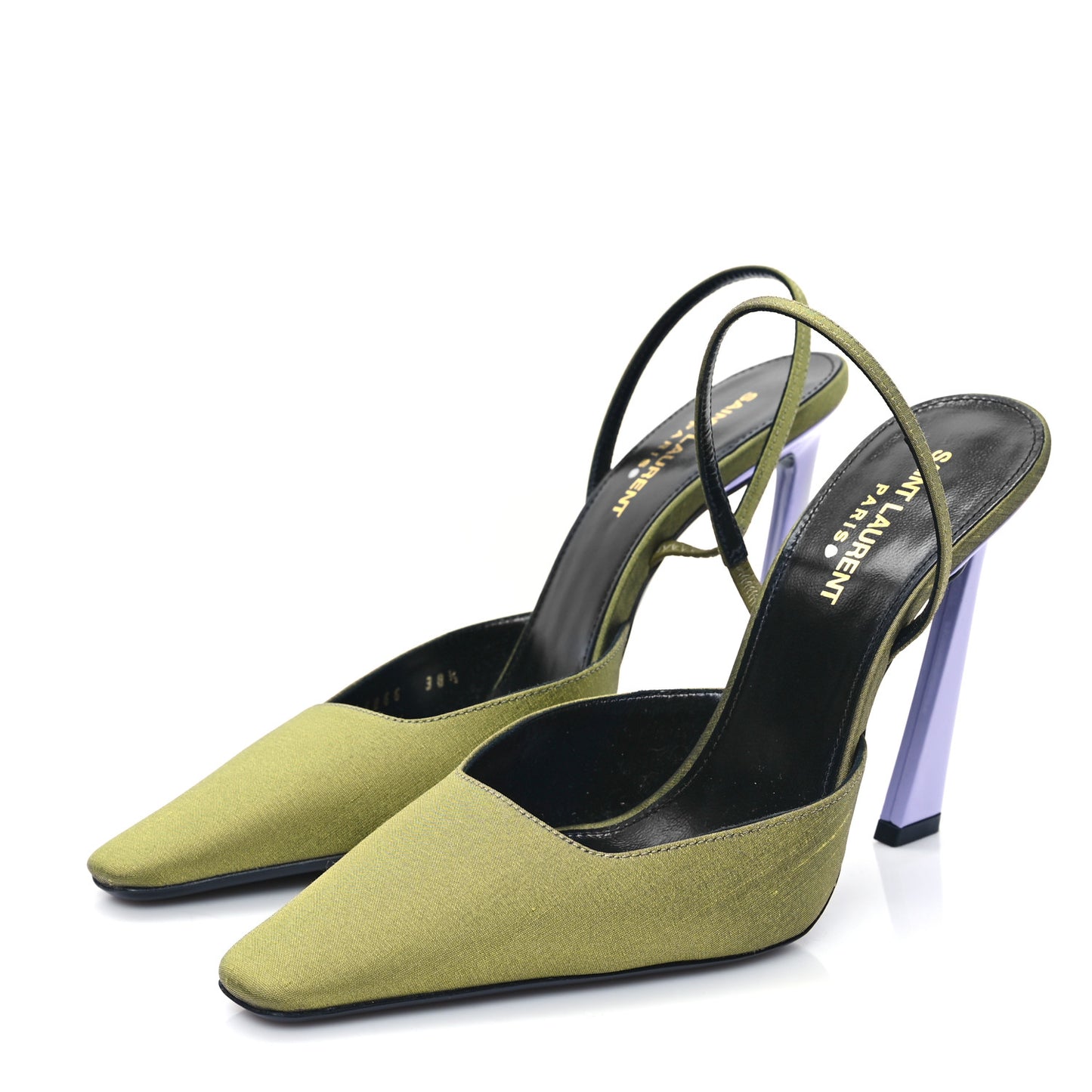 Crepe De Chine Blade 105 Slingback Pumps 38.5 Lime
