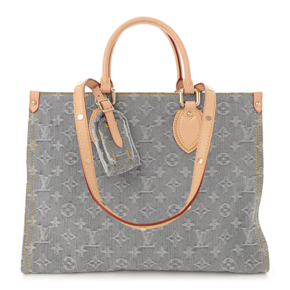 Louis Vuitton Monogram Denim Onthego MM Washed Gray 1 of 10