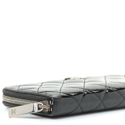 Chanel Patent Quilted Brilliant Zip Around Wallet Black 6 of 12