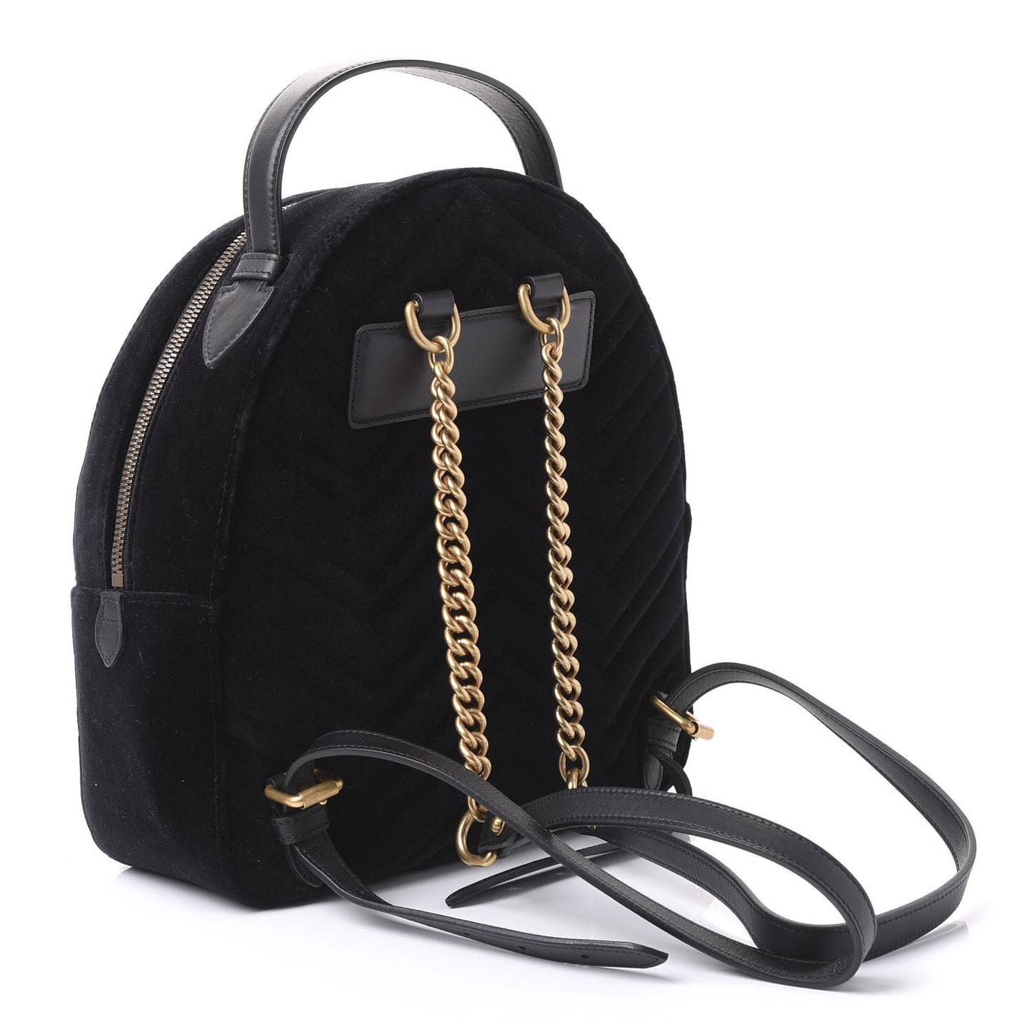 Velvet Matelasse Crystal Star Embroidered GG Marmont Dome Backpack Black