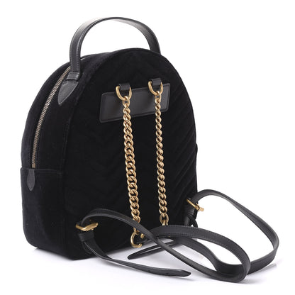 Gucci Velvet Matelasse Crystal Star Embroidered GG Marmont Dome Backpack Black 2 of 9