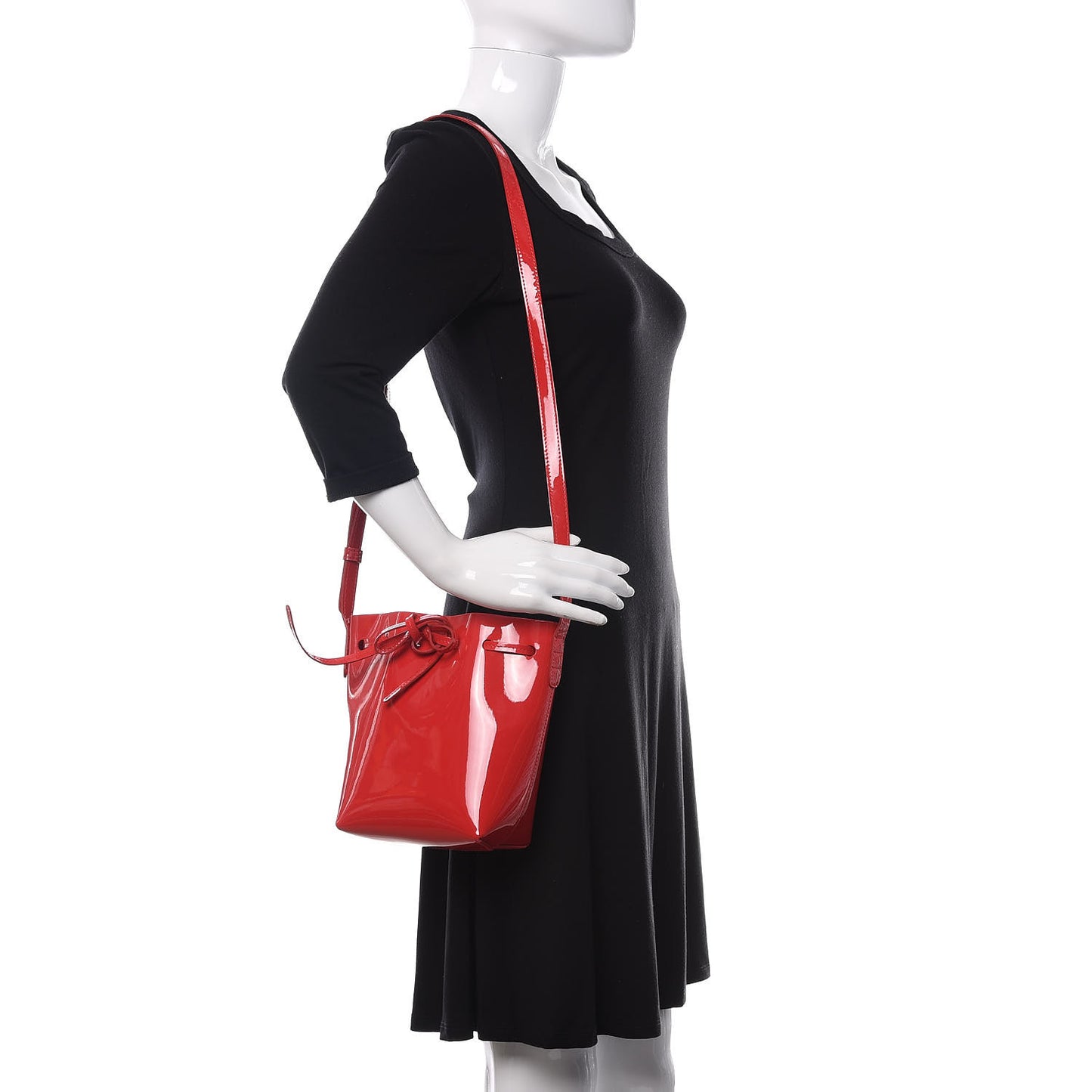 Patent Calfskin Mini Mini Bucket Bag Flamma