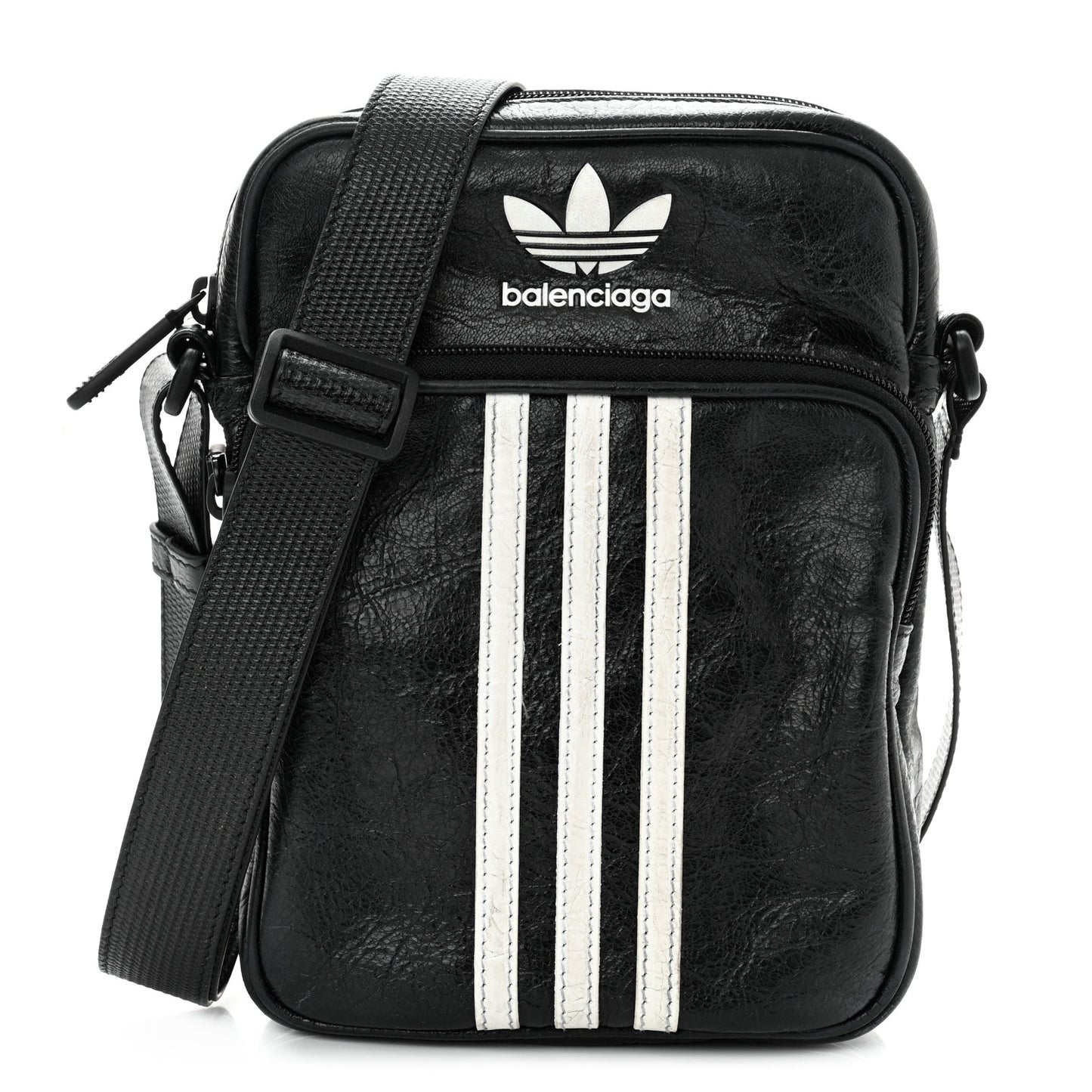 X ADIDAS Agneau Arena Trefoil Logo Messenger Bag Black White
