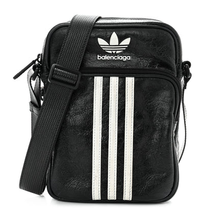 Balenciaga X ADIDAS Agneau Arena Trefoil Logo Messenger Bag Black White 1 of 10