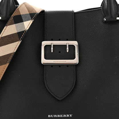 Burberry Soft Grain Calfskin Medium Buckle Tote Black 9 of 16