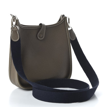 Hermes Taurillon Clemence Amazone Evelyne TPM Etoupe Bleu Indigo 3 of 10