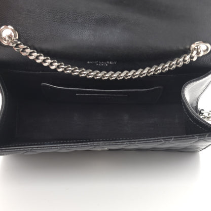Saint Laurent Grain De Poudre Tri-Quilt Small College Monogram Satchel Black 5 of 17