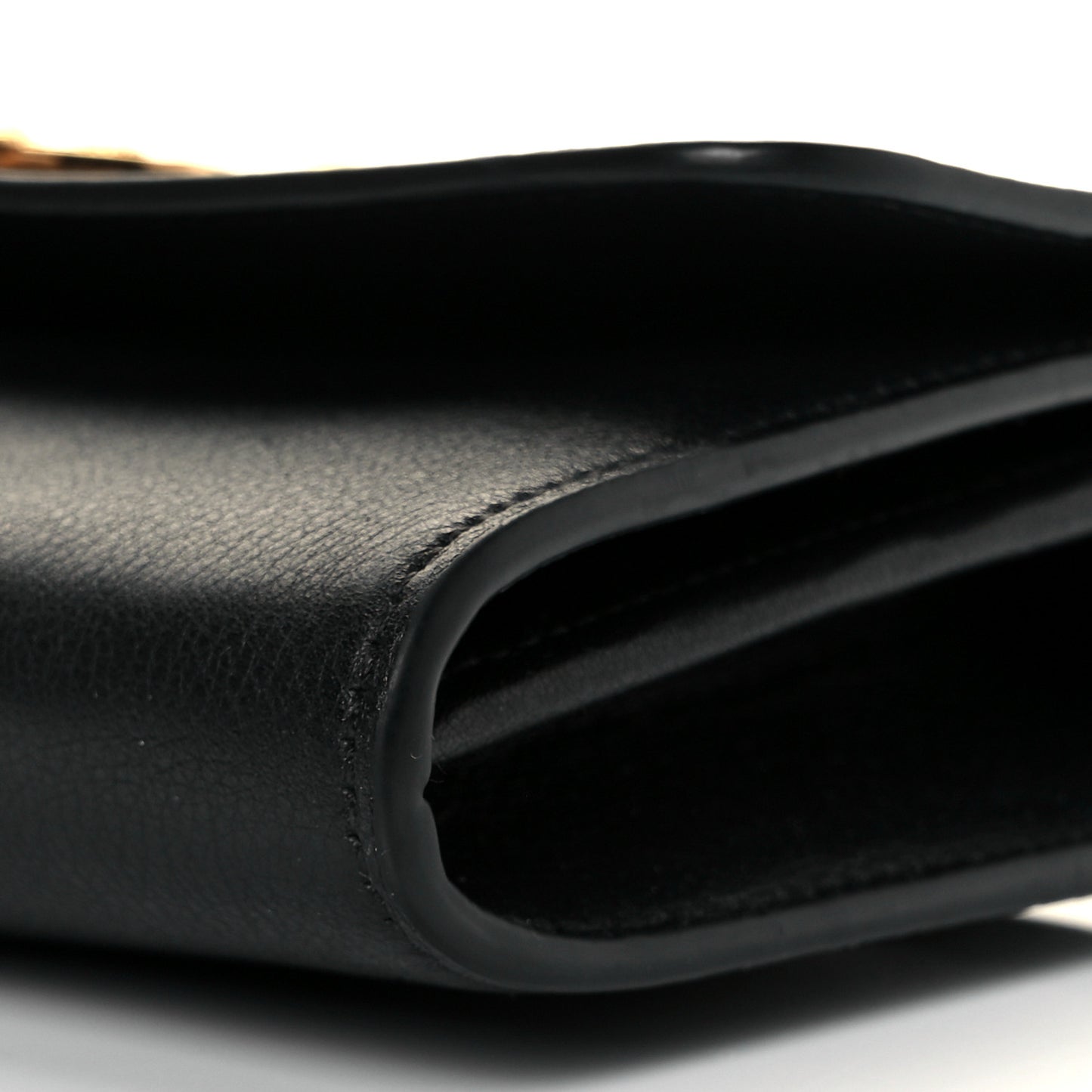 Grained Calfskin Virtus Wallet On Chain Black