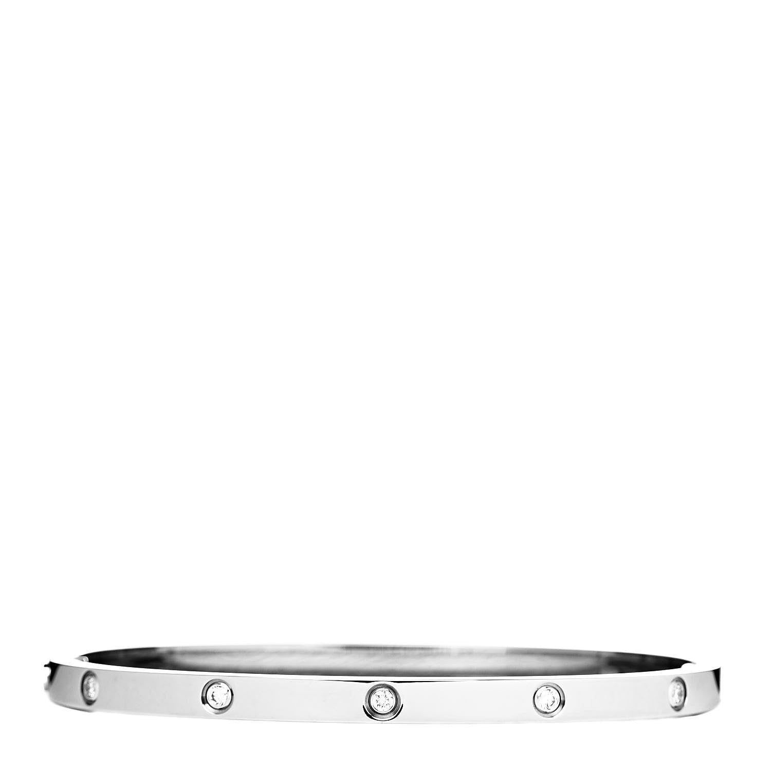 Cartier 18K White Gold 10 Diamond Small LOVE Bracelet 16 3 of 6