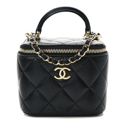 Chanel Lambskin Quilted Top Handle Mini Vanity Case With Chain Black 1 of 9