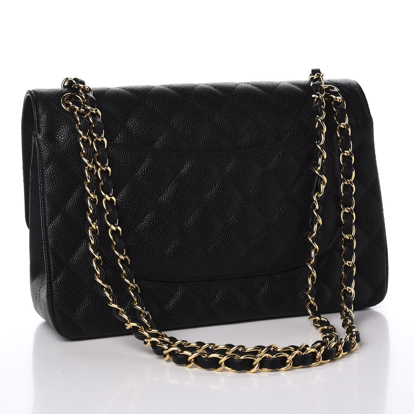 Caviar Quilted Jumbo Double Flap Black