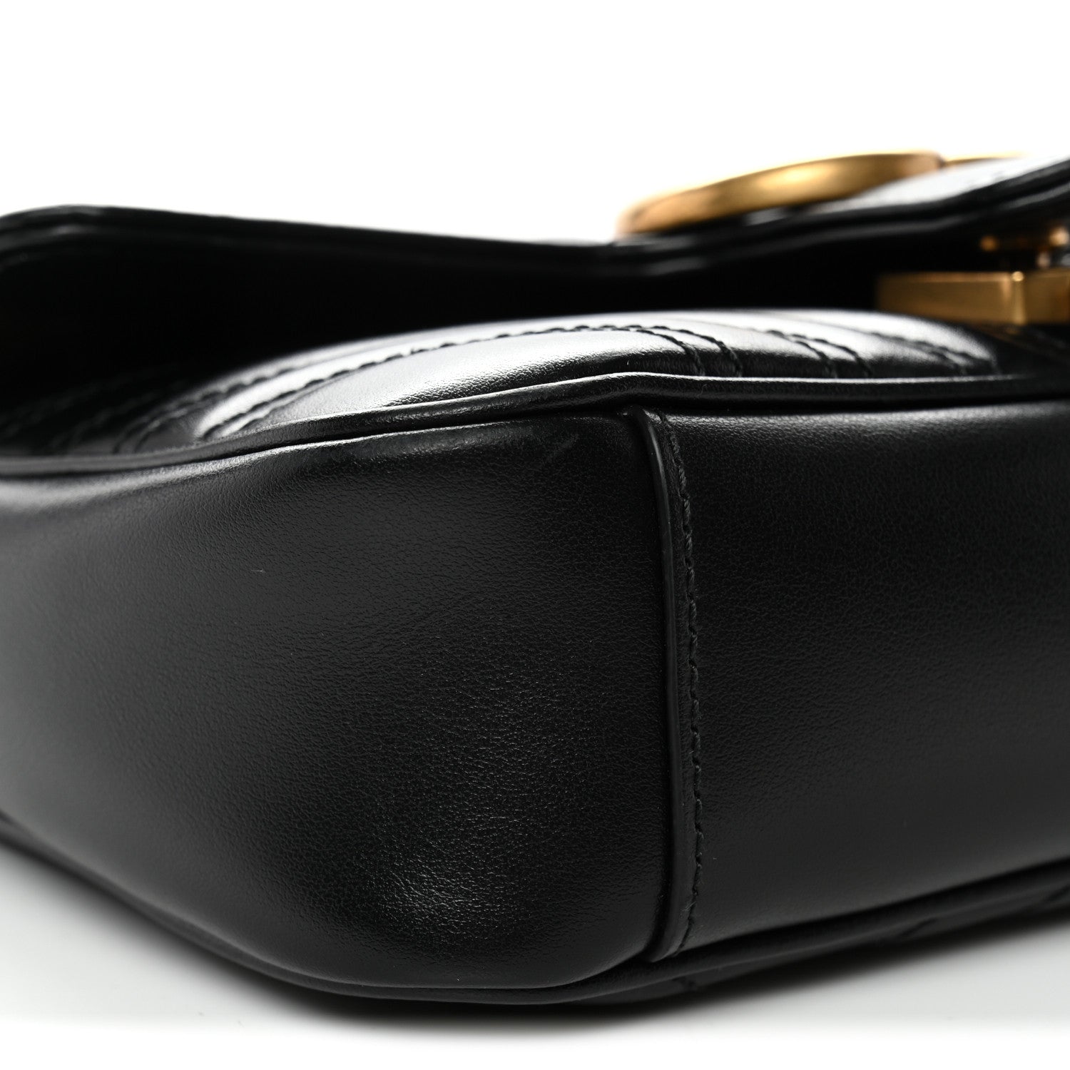 Gucci Calfskin Matelasse Mini GG Marmont Shoulder Bag Black 9 of 13
