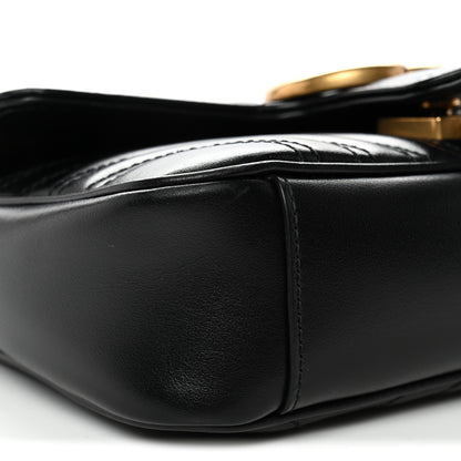 Gucci Calfskin Matelasse Mini GG Marmont Shoulder Bag Black 9 of 13