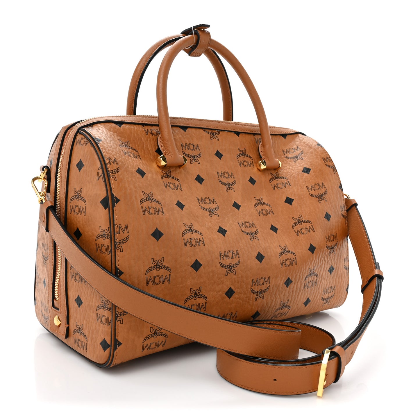 Visetos Medium Boston Bag Cognac