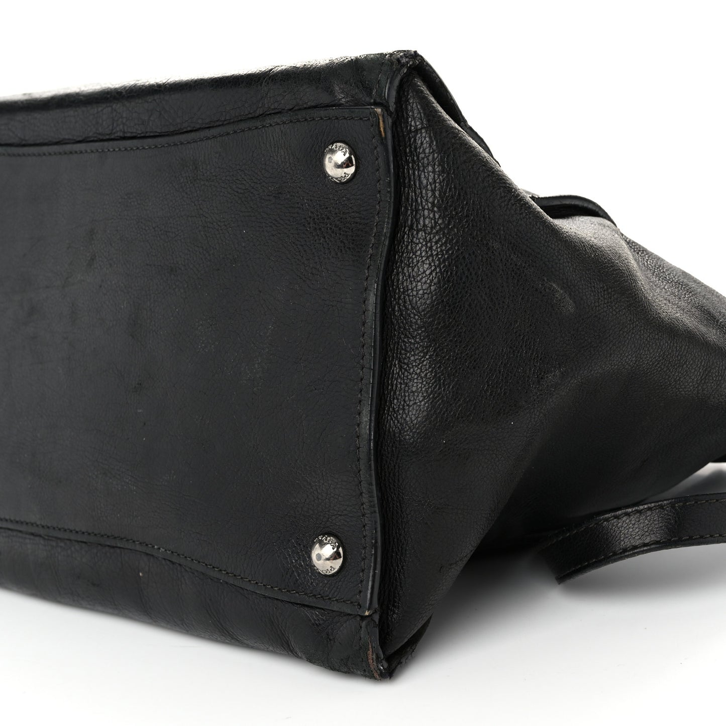 Glace Calf Twin Pocket Tote Black