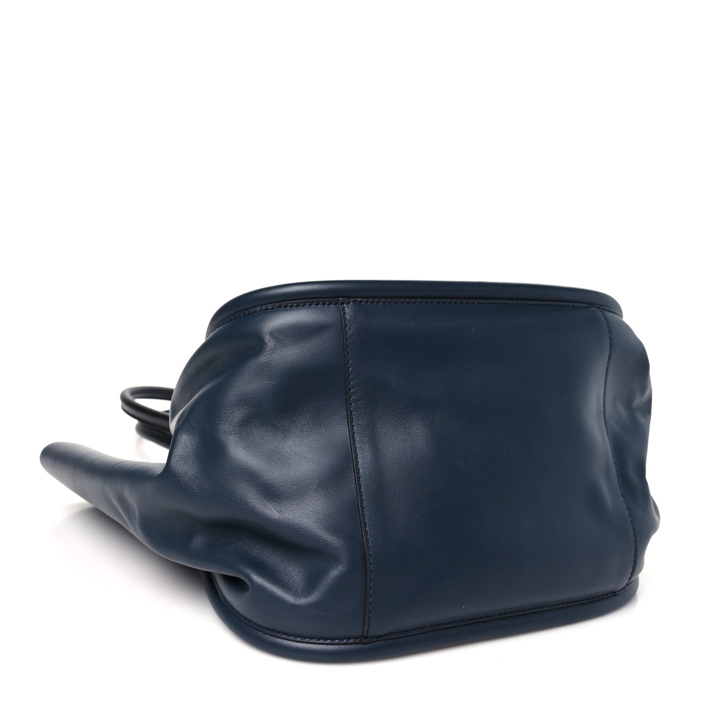 Calfskin Large Ruched Tote Dark Navy