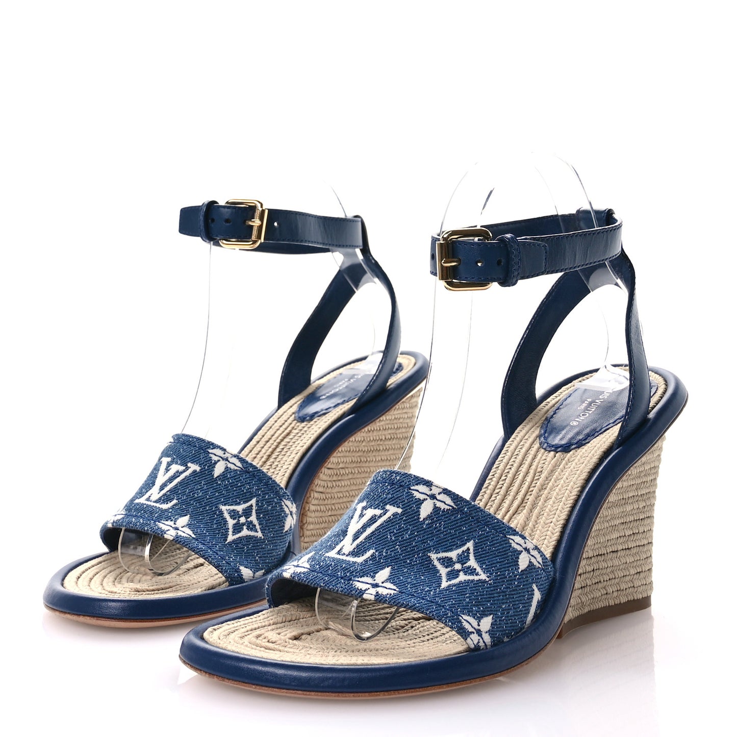 Monogram Denim Maia Wedge Sandal 37.5
