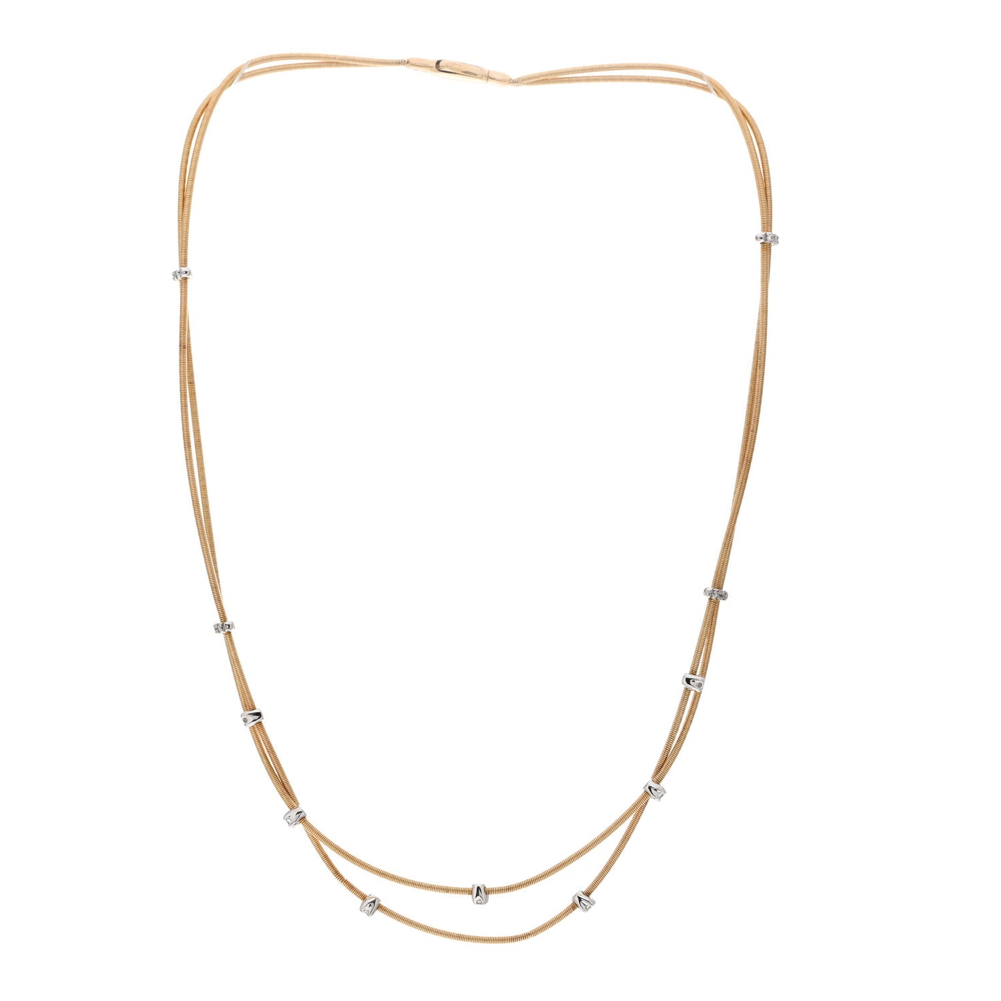 18K Yellow Gold Diamond 2 Strand Goa Necklace